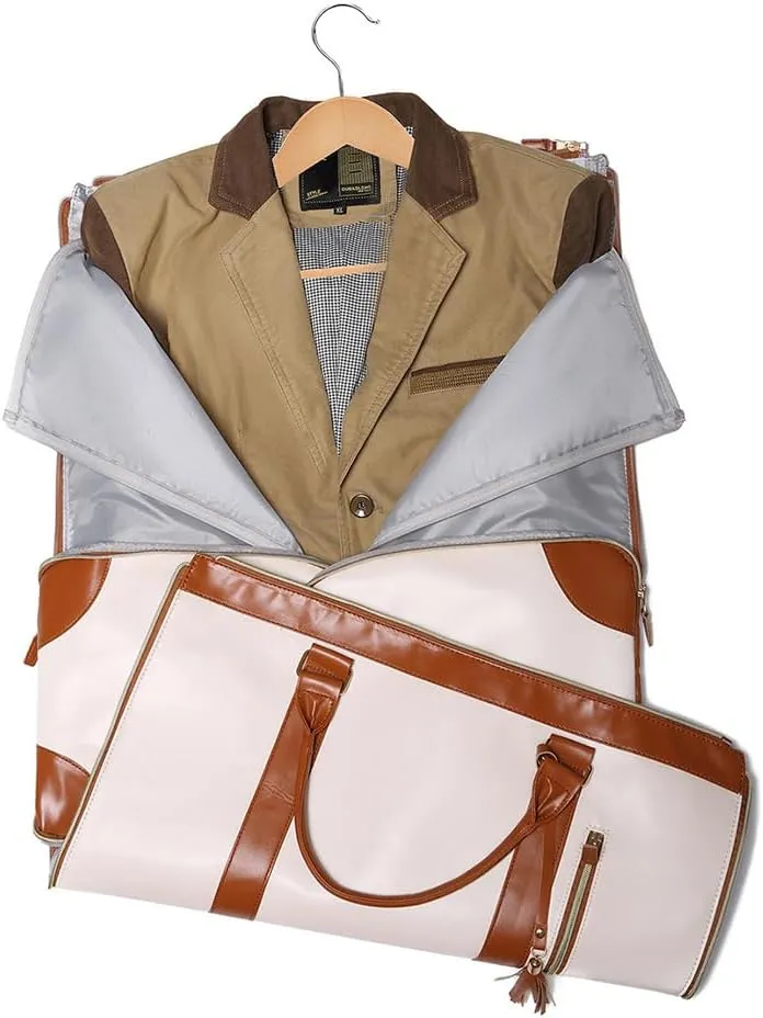 Travel Bag Garment Bags, Duffle PU Leather Bags for Travel, Travel Bags with Detachable Shoulder Strap for Women and Men (Pink)