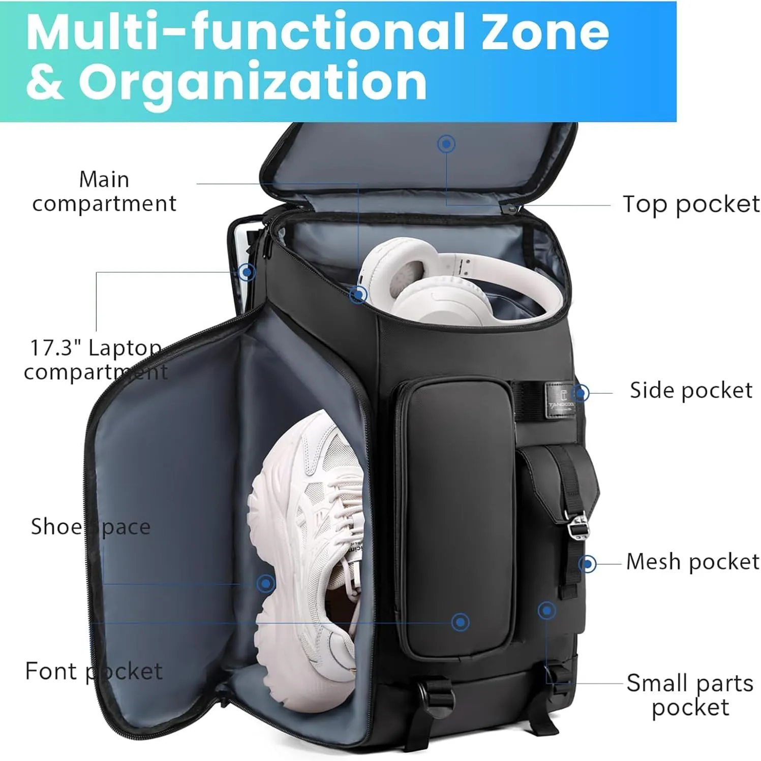 Travel Business Backpack with Shoe Compartment, 17.3 Inch Laptop Backpack,Water Resistant Business Casual Carry on Backpacks Flight Approved for Women & Men,D