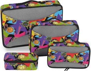 Travel Cubes 4 Set Suitcase Organizer Travel Bag Organizer for Luggage Packing Cube Sport Items Cute