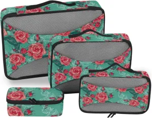 Travel Cubes for Packing Set of 4 Luggage Organizer Travel Cube Packing Cuves Vintage Rose