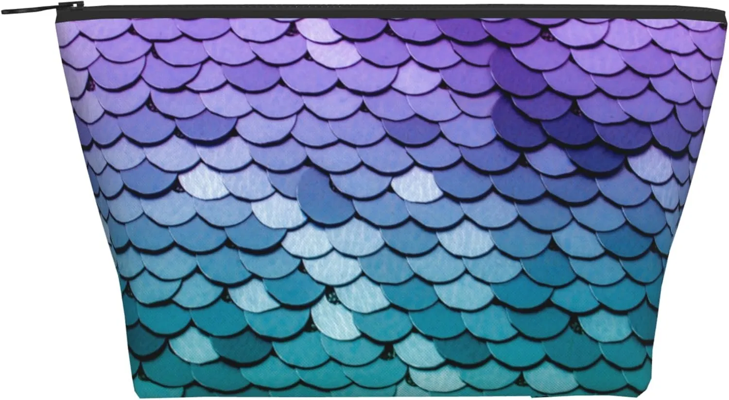 Travel Makeup Bag purple turquoise Sparkling Mermaid Scales pattern Cosmetic Bag Small Pouch Gift For Women