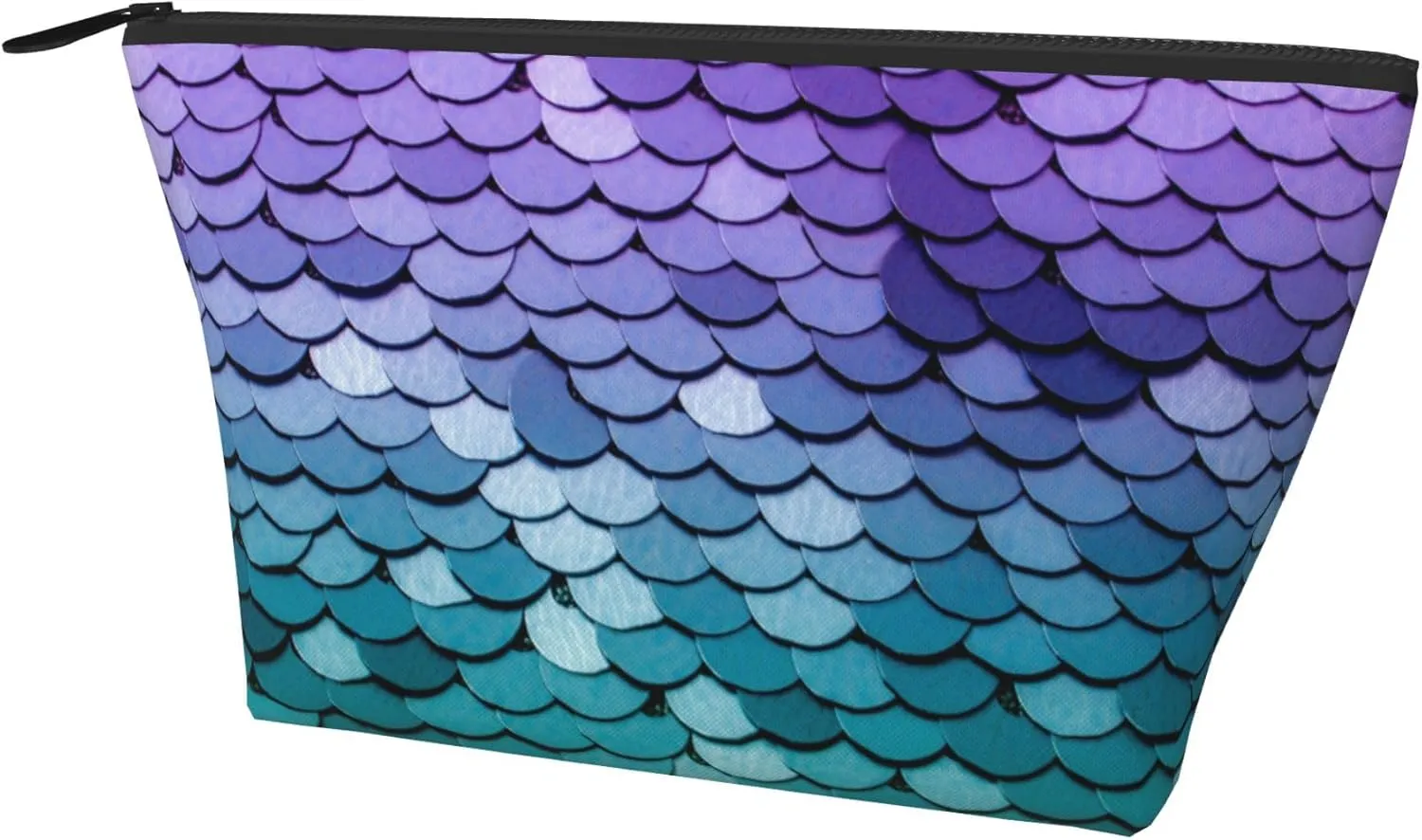 Travel Makeup Bag purple turquoise Sparkling Mermaid Scales pattern Cosmetic Bag Small Pouch Gift For Women