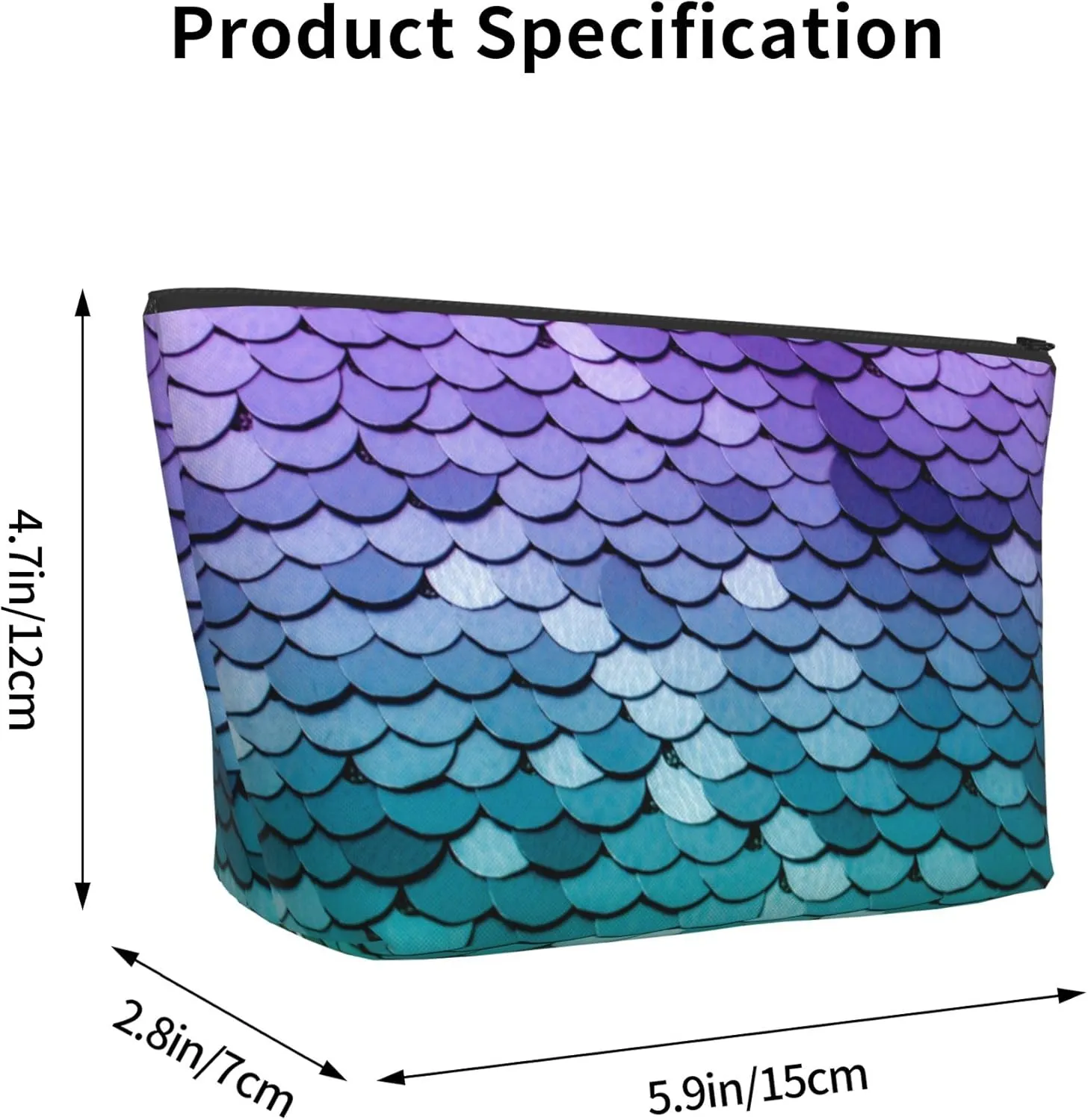 Travel Makeup Bag purple turquoise Sparkling Mermaid Scales pattern Cosmetic Bag Small Pouch Gift For Women