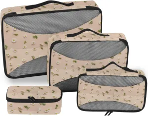 Travel Packing Organizers 4 Set Luggage Cubes Packing Cubes Travel Pcking Cubes Chamomile Floral
