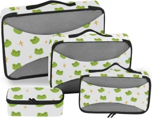 Travel Packing Organizers 4 Set Luggage Organizer Bags Travel Cube Packing Cube Cute Frog