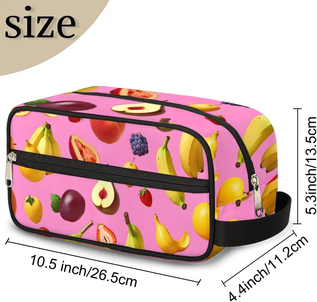 Travel Toiletry Bag for Women Men Banana Grape Strawberry Hanging Cosmetic Bag Waterproof Makeup Bag for Shaving Makeup Toothbrush & Travel Essentials