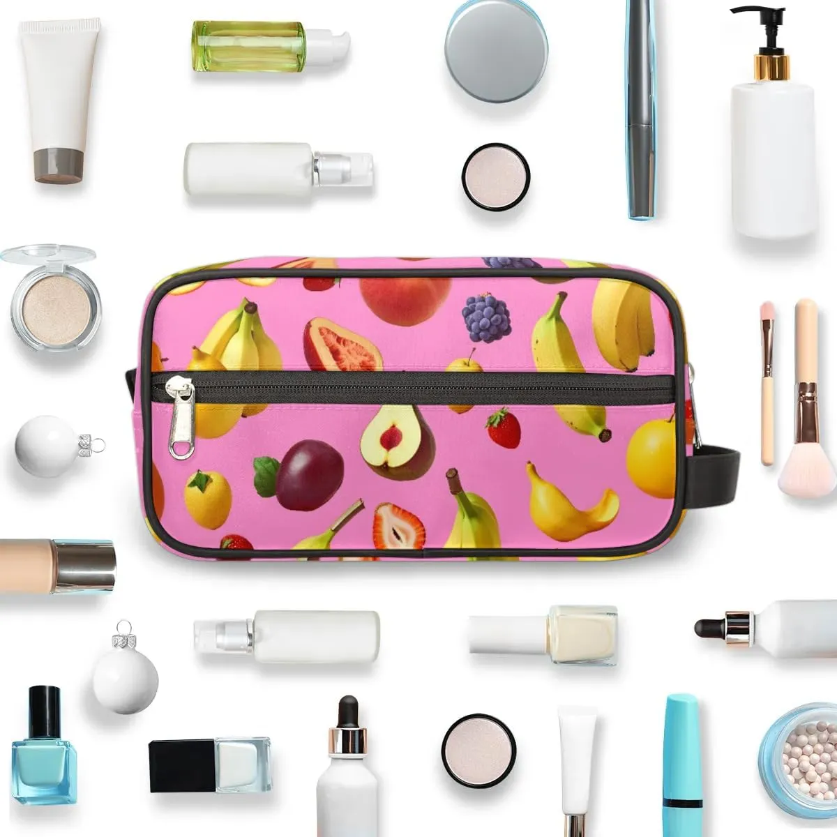 Travel Toiletry Bag for Women Men Banana Grape Strawberry Hanging Cosmetic Bag Waterproof Makeup Bag for Shaving Makeup Toothbrush & Travel Essentials