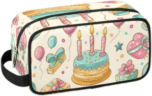 Travel Toiletry Bag for Women Men Birthday Balloon Cake Gift Hanging Cosmetic Bag Waterproof Makeup Bag for Shaving Makeup Toothbrush & Travel Essentials