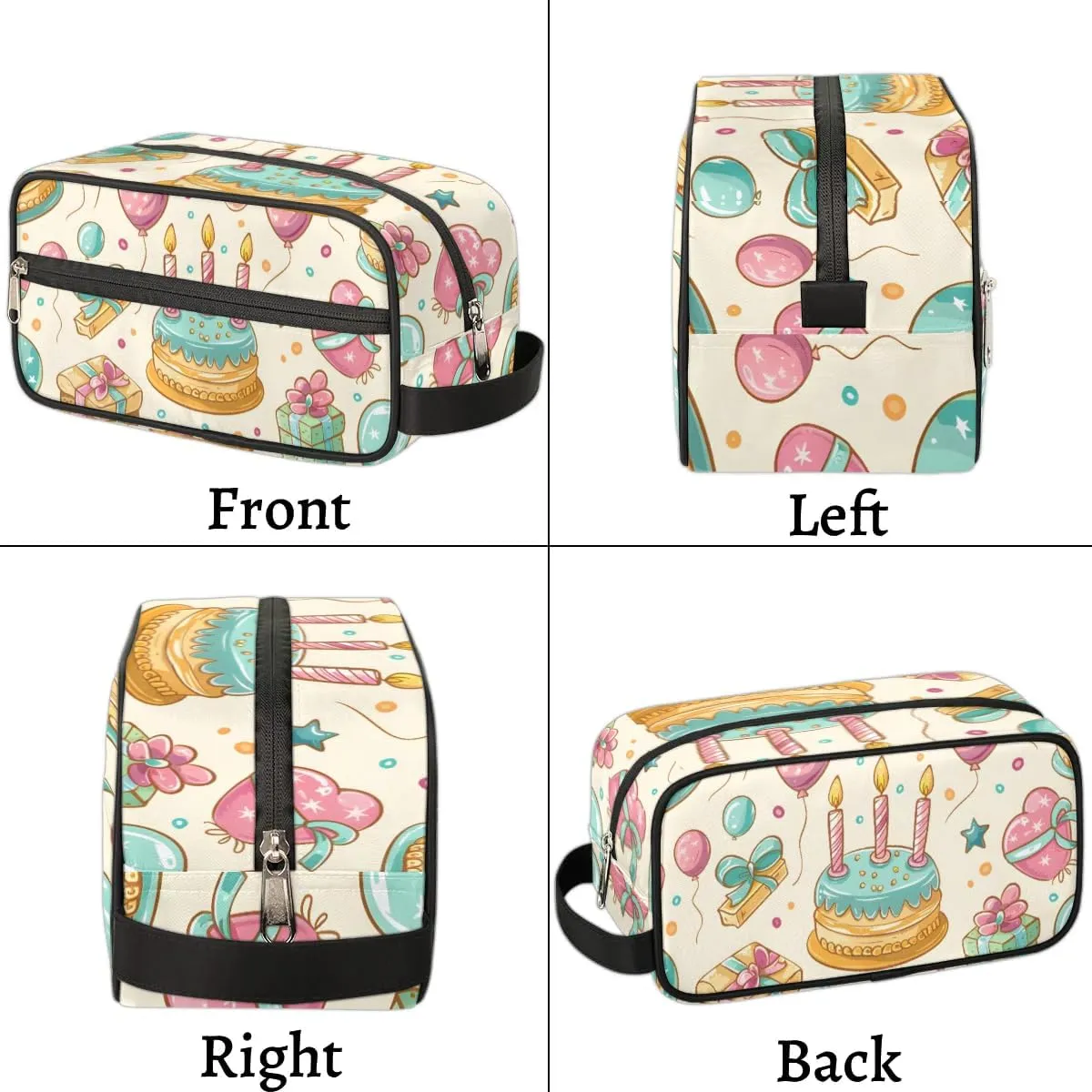 Travel Toiletry Bag for Women Men Birthday Balloon Cake Gift Hanging Cosmetic Bag Waterproof Makeup Bag for Shaving Makeup Toothbrush & Travel Essentials