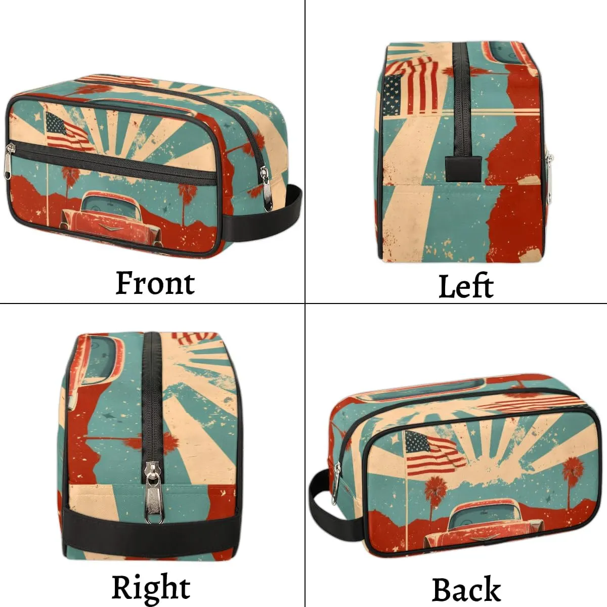 Travel Toiletry Bag for Women Men Car Star Stripe Hanging Cosmetic Bag Waterproof Makeup Bag for Shaving Makeup Toothbrush & Travel Essentials