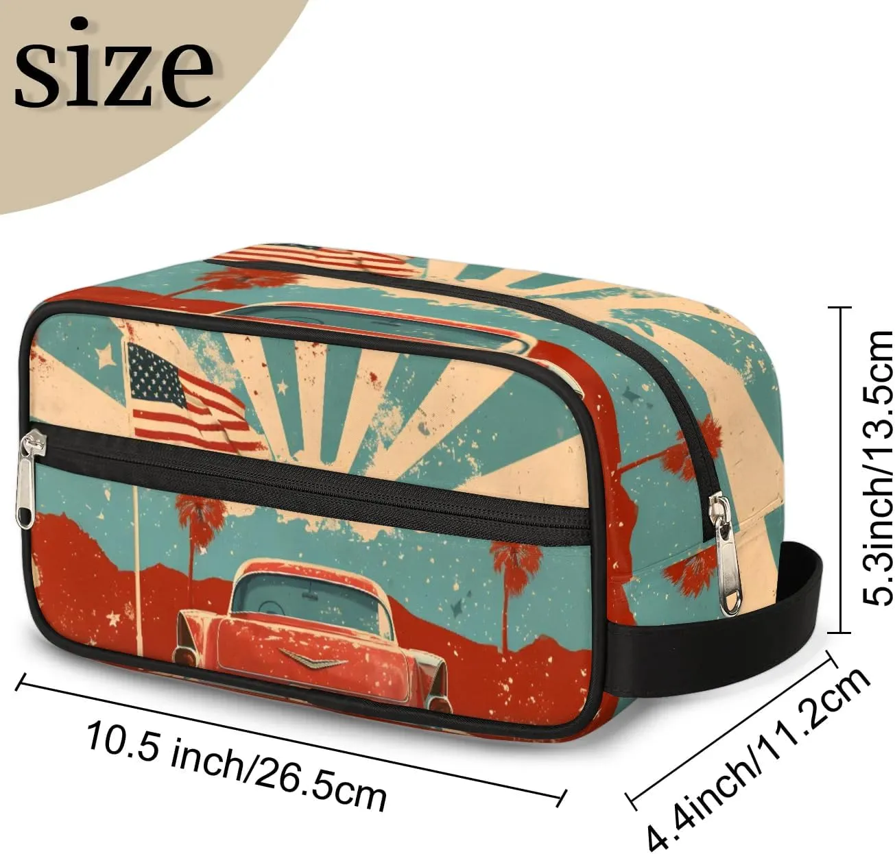 Travel Toiletry Bag for Women Men Car Star Stripe Hanging Cosmetic Bag Waterproof Makeup Bag for Shaving Makeup Toothbrush & Travel Essentials