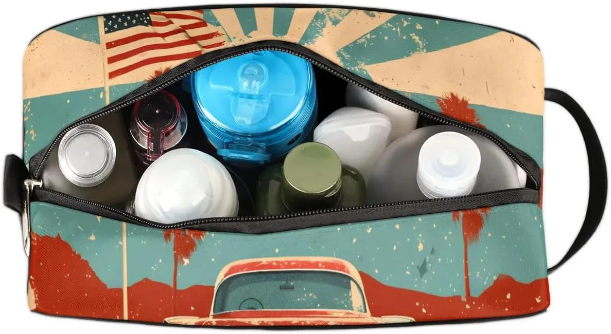 Travel Toiletry Bag for Women Men Car Star Stripe Hanging Cosmetic Bag Waterproof Makeup Bag for Shaving Makeup Toothbrush & Travel Essentials