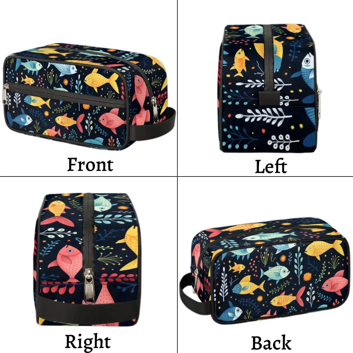 Travel Toiletry Bag for Women Men Cartoon Fishes Print Hanging Cosmetic Bag Waterproof Makeup Bag for Shaving Makeup Toothbrush & Travel Essentials