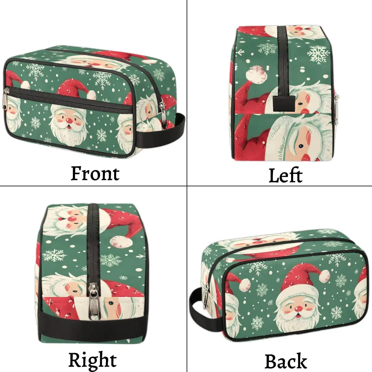 Travel Toiletry Bag for Women Men Christmas Snowflakes Santa Hanging Cosmetic Bag Waterproof Makeup Bag for Shaving Makeup Toothbrush & Travel Essentials