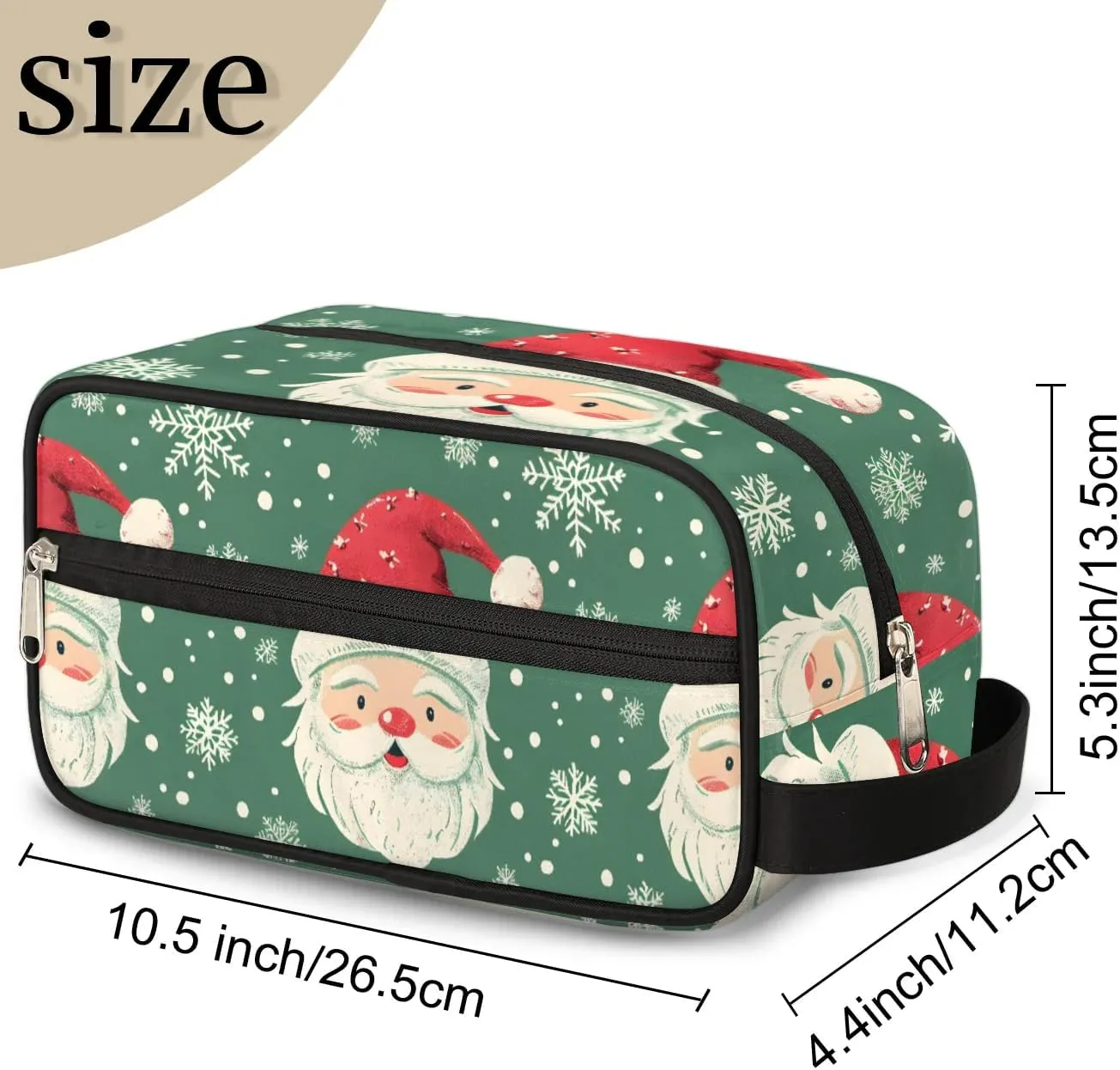 Travel Toiletry Bag for Women Men Christmas Snowflakes Santa Hanging Cosmetic Bag Waterproof Makeup Bag for Shaving Makeup Toothbrush & Travel Essentials