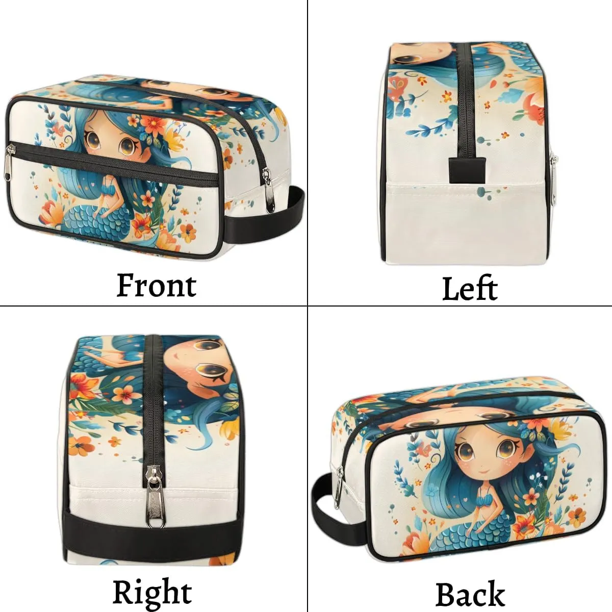 Travel Toiletry Bag for Women Men Floral Mermaid Hanging Cosmetic Bag Waterproof Makeup Bag for Shaving Makeup Toothbrush & Travel Essentials
