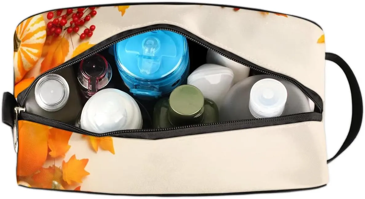 Travel Toiletry Bag for Women Men Pumpkins Thanksgiving Hanging Cosmetic Bag Waterproof Makeup Bag for Shaving Makeup Toothbrush & Travel Essentials