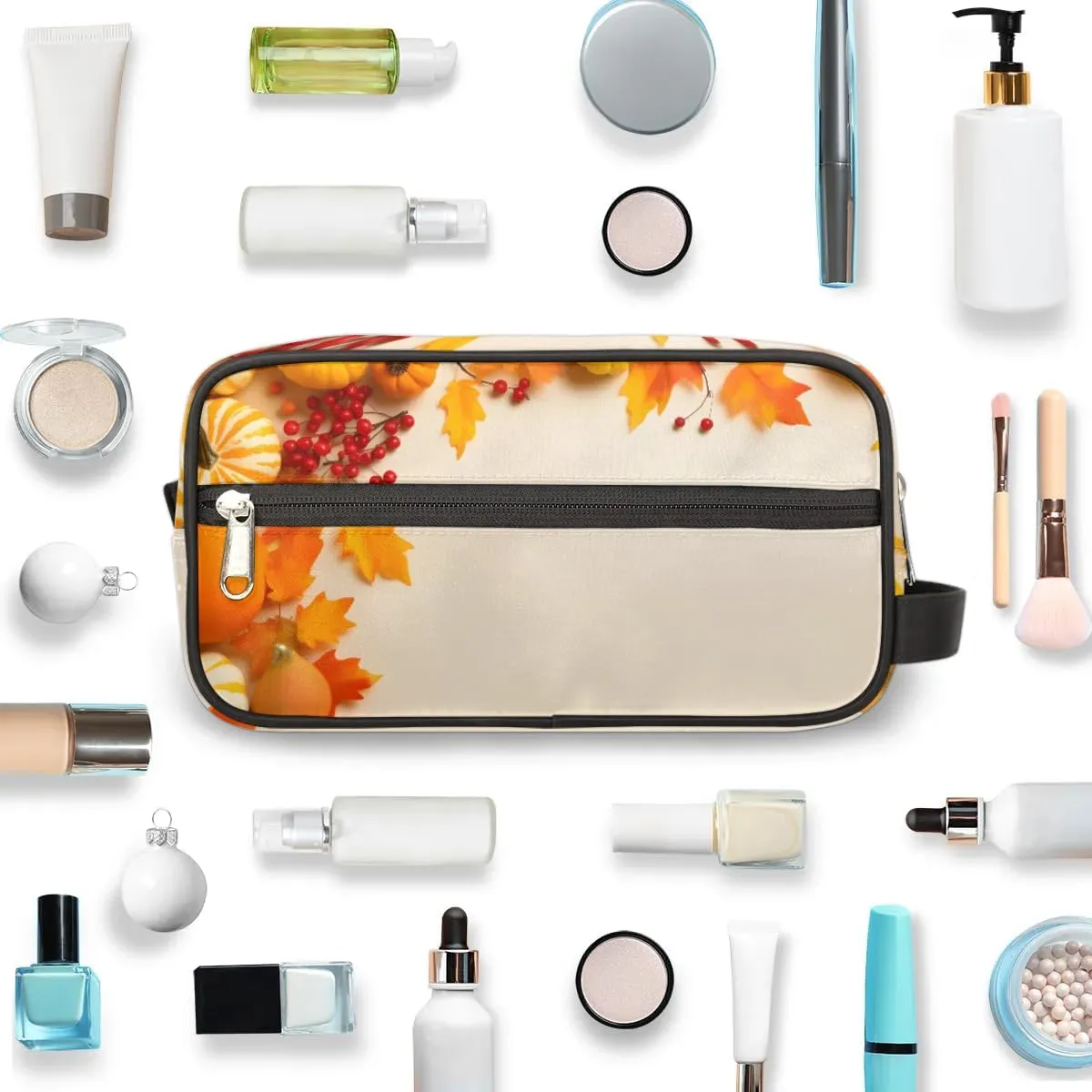 Travel Toiletry Bag for Women Men Pumpkins Thanksgiving Hanging Cosmetic Bag Waterproof Makeup Bag for Shaving Makeup Toothbrush & Travel Essentials