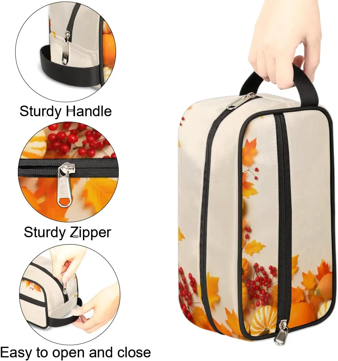 Travel Toiletry Bag for Women Men Pumpkins Thanksgiving Hanging Cosmetic Bag Waterproof Makeup Bag for Shaving Makeup Toothbrush & Travel Essentials