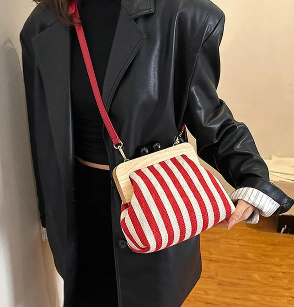 Trendy Clutch Bag Beach Bags For Women Canvas Purses Handbags Evening Bag Summer Crossbody Bag Purse Adjustable Strap 2025