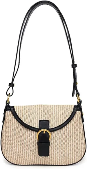 Trendy Straw Shoulder Bag Straw Beach Bags For Women Casual Saddle Bag Rattan Crossbody Purses Summer Travel Handbags 2025