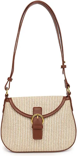 Trendy Straw Shoulder Bag Straw Beach Bags For Women Casual Saddle Bag Rattan Crossbody Purses Summer Travel Handbags 2025