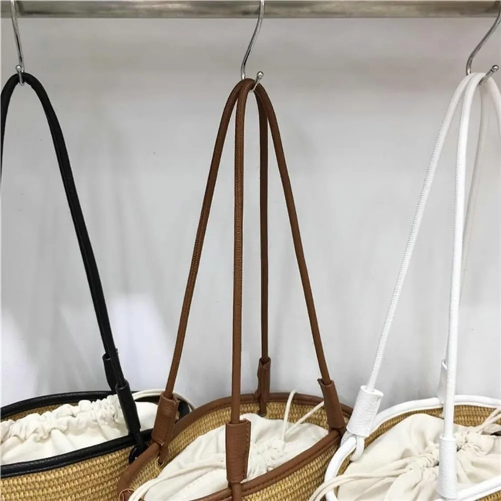 Trendy Womens Straw Shoulder Bag Casual Summer Beach Bags For Women Rattan Bucket Purses Straw Tote Handbags Travel Purse