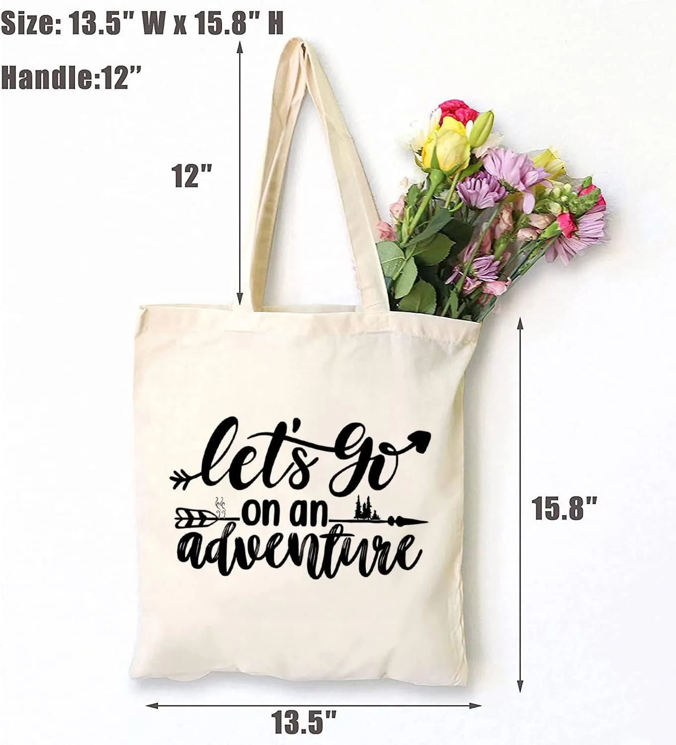 TSIIUO Let's Go on an Adventure Explore Lover Canvas Tote Bag Aesthetic Funny Vacation Travel Reusable Shopping Bag