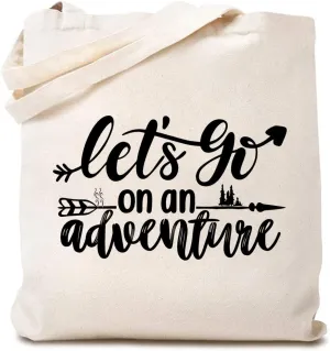 TSIIUO Let's Go on an Adventure Explore Lover Canvas Tote Bag Aesthetic Funny Vacation Travel Reusable Shopping Bag