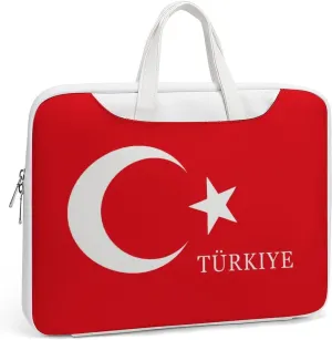 Turkey Turkish Flag of Trkiye Leather Bag Laptop Case Slim Water Resistant Computer Bags with Handle Briefcase for Work