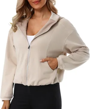 Turnhier Womens Zip Up Hoodies Long Sleeve Cropped Sweatshirts Jackets Casual Fall Outfits Winter Clothes with Pockets