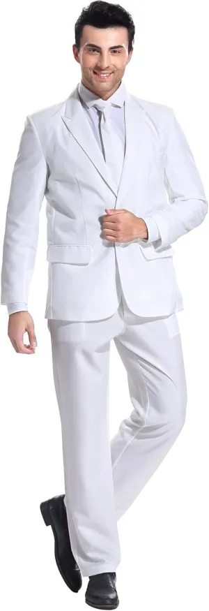 U LOOK UGLY TODAY Men's Party Suit Solid Color Prom Suit for Themed Party Events Clubbing Jacket with Tie Pants