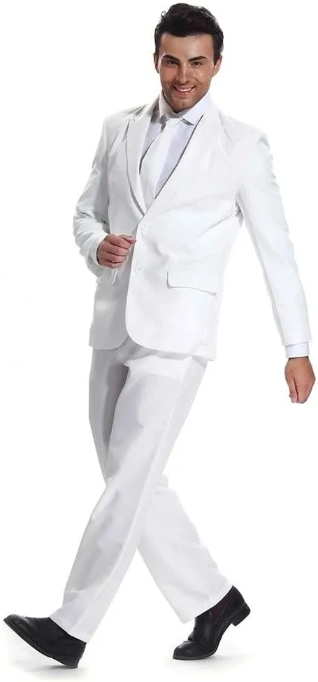 U LOOK UGLY TODAY Men's Party Suit Solid Color Prom Suit for Themed Party Events Clubbing Jacket with Tie Pants