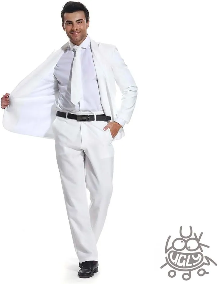 U LOOK UGLY TODAY Men's Party Suit Solid Color Prom Suit for Themed Party Events Clubbing Jacket with Tie Pants