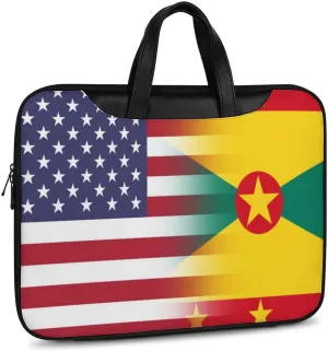U.S.A Grenada Flag Leather Bag Laptop Case Slim Water Resistant Computer Bags with Handle Briefcase for Work