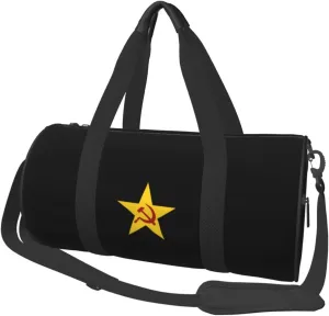 USSR Hammer & Sickle Convertible Garment Bag with Shoulder Strap, Carry on Garment Duffel Bag for Men Women - Rolling Foldable for Travel Luggage Bags (Black)