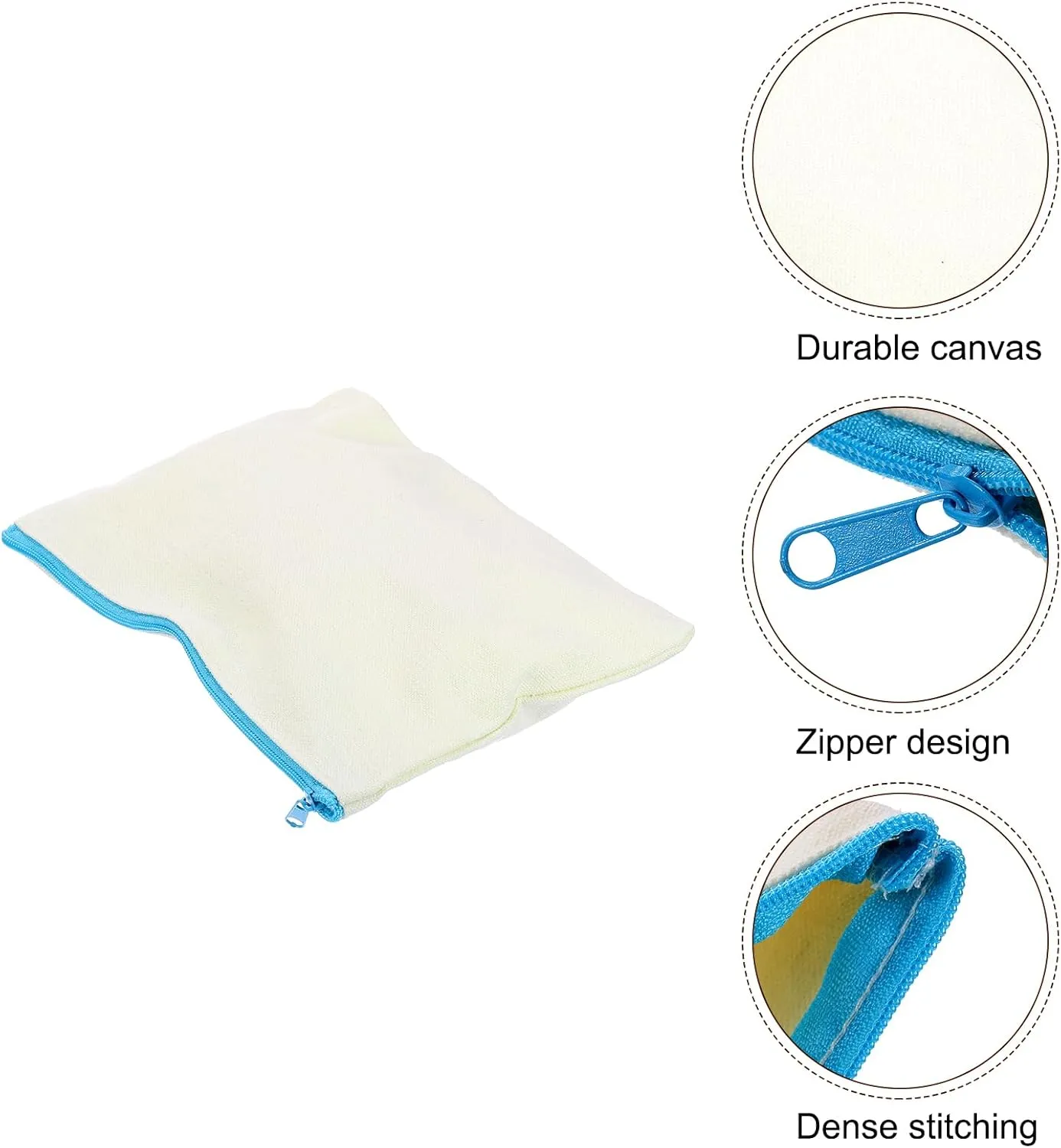 uxcell Canvas Makeup Bags, 12 Pcs Travel Cosmetic Bags Bulk, Multipurpose Blank Toiletry Zipper Pouches Blank DIY Craft Bags Pencil Bag for Women Teens, Blue