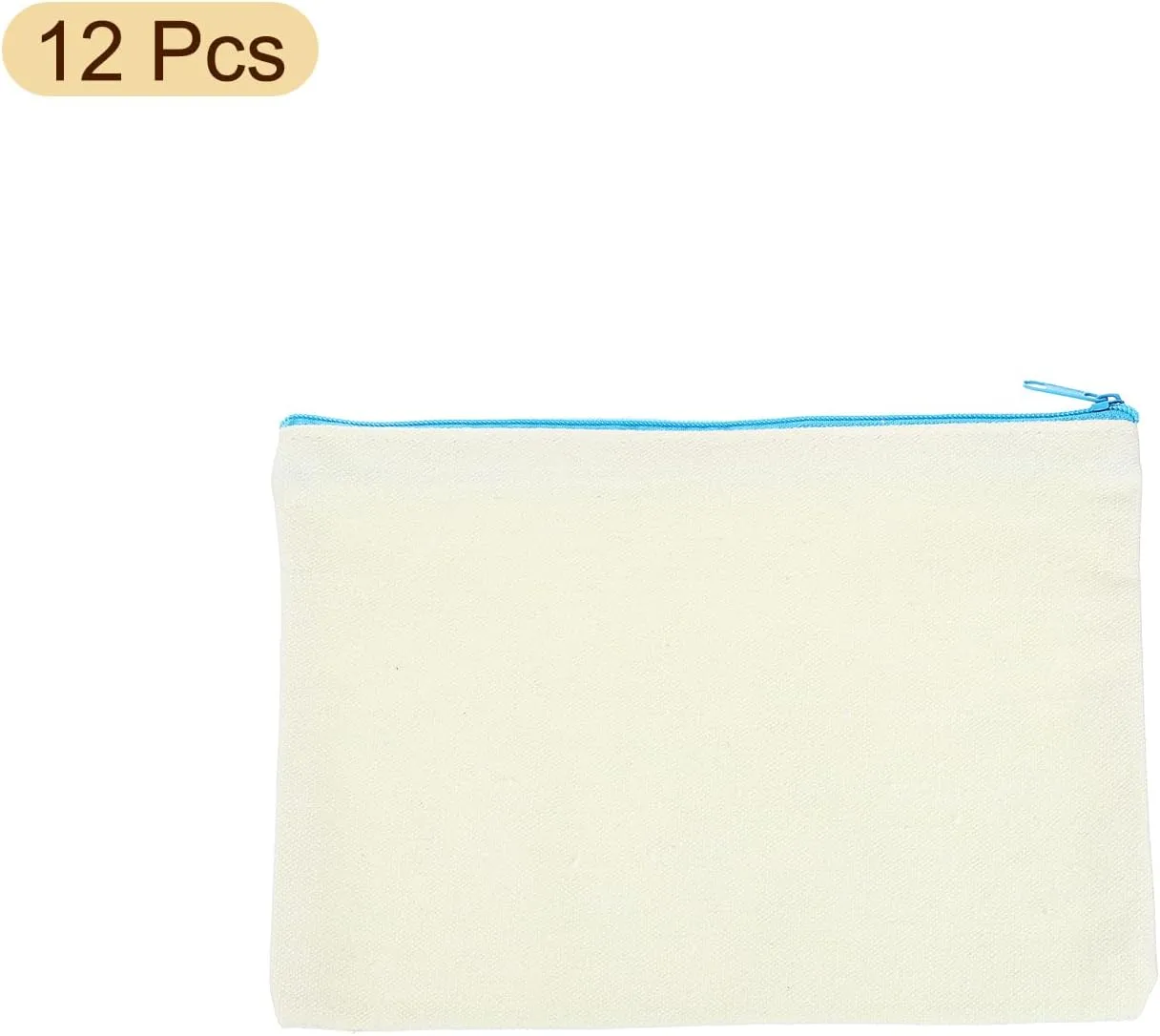 uxcell Canvas Makeup Bags, 12 Pcs Travel Cosmetic Bags Bulk, Multipurpose Blank Toiletry Zipper Pouches Blank DIY Craft Bags Pencil Bag for Women Teens, Blue