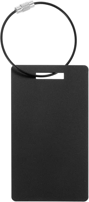 uxcell Travel Luggage Tags for Suitcases,1Pcs 3.5" x 2" Aluminum Metal Luggage Tags with Strap, Personalized Bag Tags for Travel Luggage Baggage Identifier (Black)