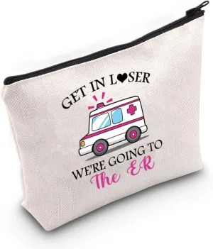 VAMSII Emergency Room Tech Gift Were Going To The ER Makeup Bag Paramedic Ambulance Cosmetic Bag Emergency Medical Technician Gift (Going To The ER M)