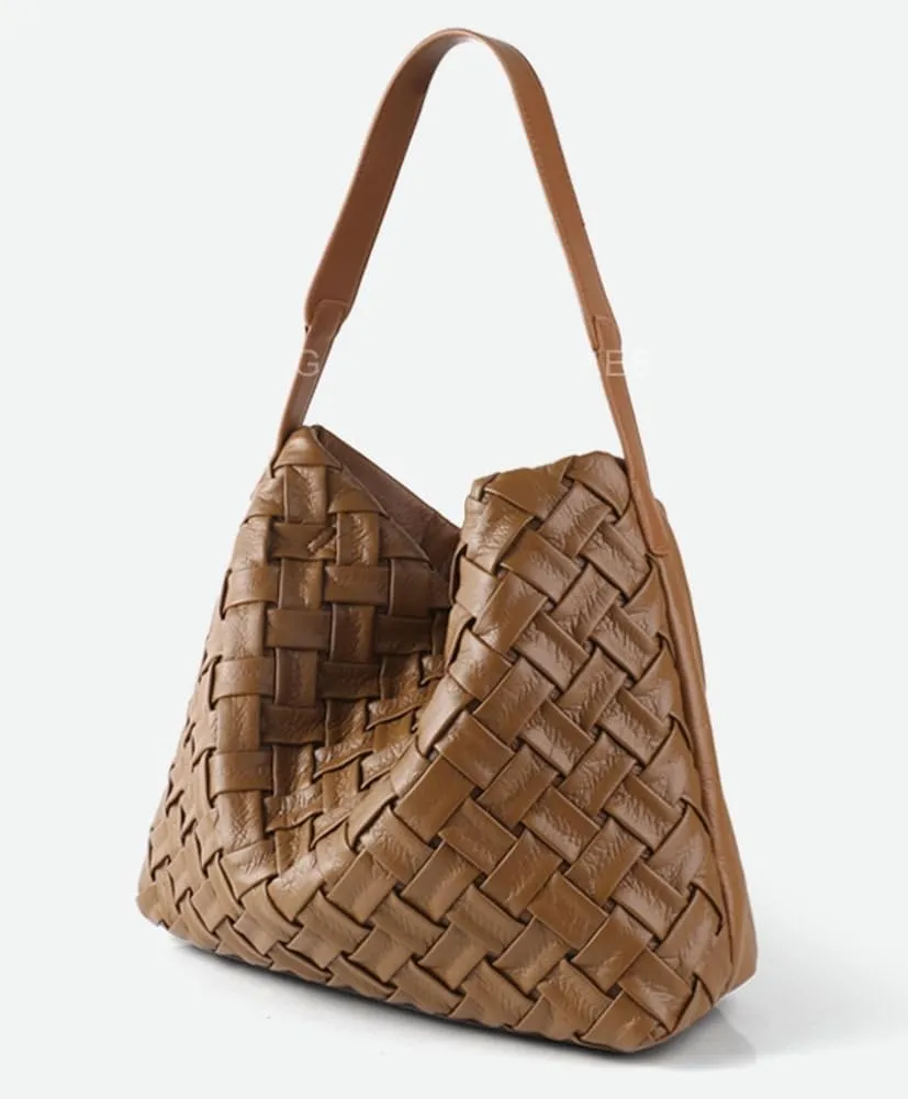 Vegan Leather Woven Bags for Women Large Fashion Tote Handbag Shoulder Purses Handmade Crossbody Bags with Coin Purse