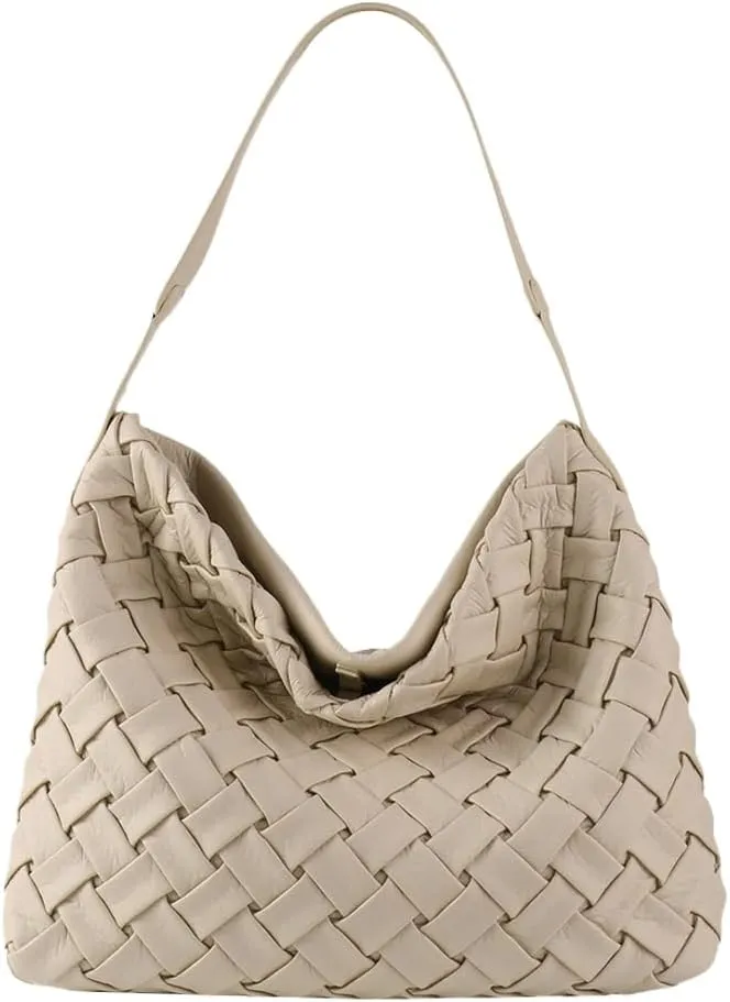 Vegan Leather Woven Bags for Women Large Fashion Tote Handbag Shoulder Purses Handmade Crossbody Bags with Coin Purse