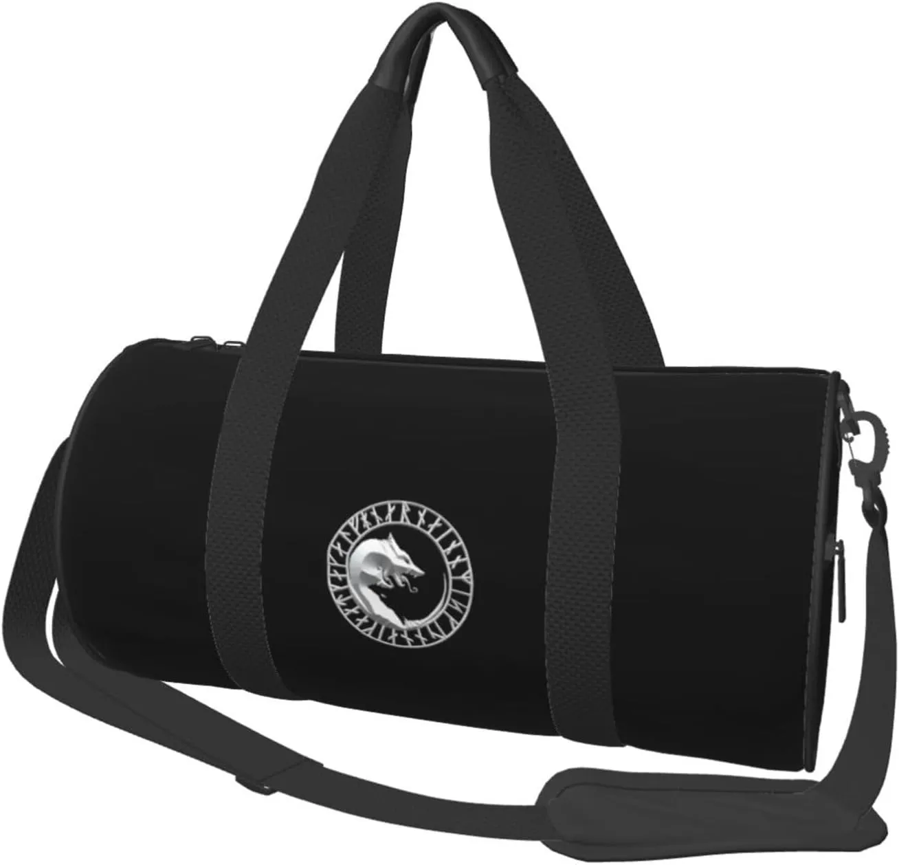 Viking Norse Wolf Convertible Garment Bag with Shoulder Strap, Carry on Garment Duffel Bag for Men Women - Rolling Foldable for Travel Luggage Bags (Black)