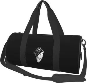 Viking Norse Wolf Raven Rune Convertible Garment Bag with Shoulder Strap, Carry on Garment Duffel Bag for Men Women - Rolling Foldable for Travel Luggage Bags (Black)