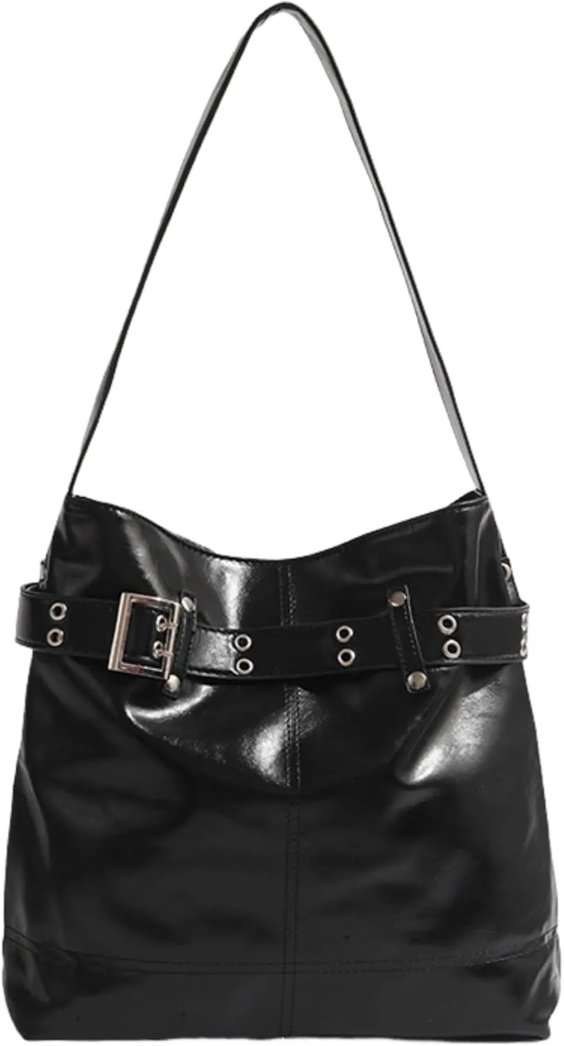 Vintage Large Tote Bag Women Y2k Purse Studded Purses Leather Hobo Bags Grunge Gothic Crossbody Bags