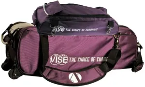 Vise Clear Top 3 Ball Tote Roller Bowling Bag with Shoe Bag- Purple