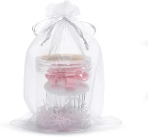 Volanic 50PCS 6X9 Inch (17X23 CM) Sheer Drawstring Organza Gift Bag for Jewelry Party Wedding Favor Candy Mini Bottle Samples Display