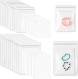 WATINC PVC Jewelry Pouches Bags - 100PCS Plastic Earrings Rings Storage Bags Card Set, Small Clear Jewelry Zipper Bag Packaging Bulk, Necklace Bracelet Display Holders Packing for Women Girl Traveling