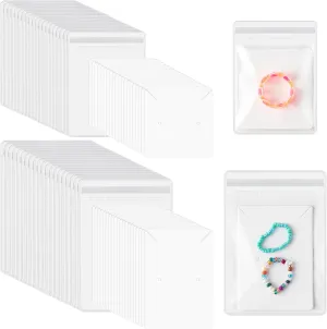 WATINC PVC Jewelry Pouches Bags - 200PCS Plastic Earrings Rings Storage Bags Card Set, Small Clear Jewelry Zipper Bag Packaging Bulk, Necklace Bracelet Display Holders Packing for Women Girl Traveling