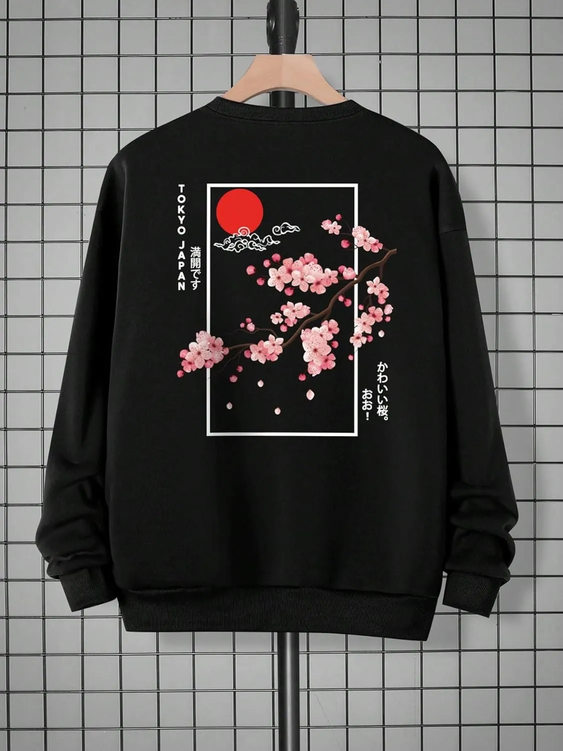 WDIRARA Men's Dragon Letter Graphic Print Sweatshirt Long Sleeve Round Neck Tops Casual Pullovers